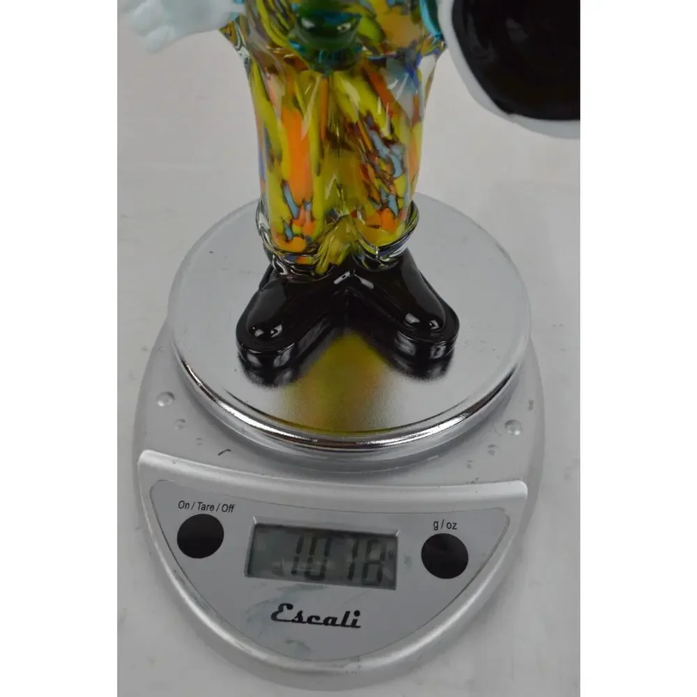 Vintage Murano Italian Hand Blown Art Glass Clown Figurine w/ Tambourine
